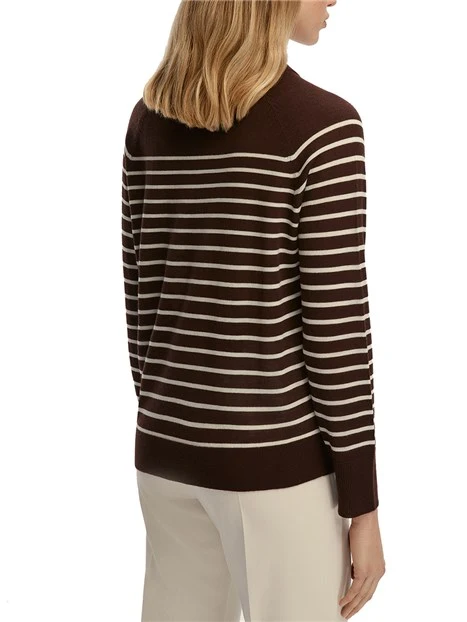 MAGLIA GIROCOLLO  A RIGHE DONNA MARRONE
