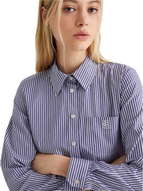 CAMICIA IN COTONE A RIGHE APICE DONNA BLU