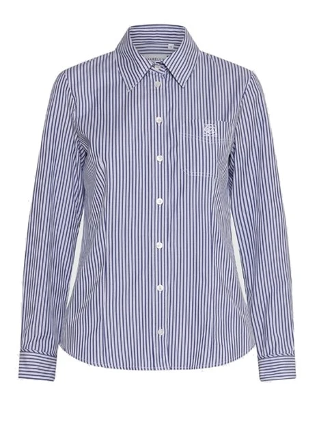 CAMICIA IN COTONE A RIGHE APICE DONNA BLU