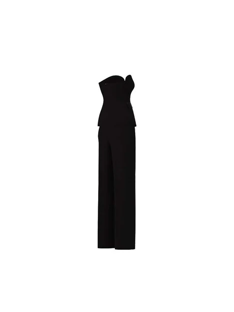 TUTA TOP ADERENTE E PANTALONE FLARE DONNA NERO