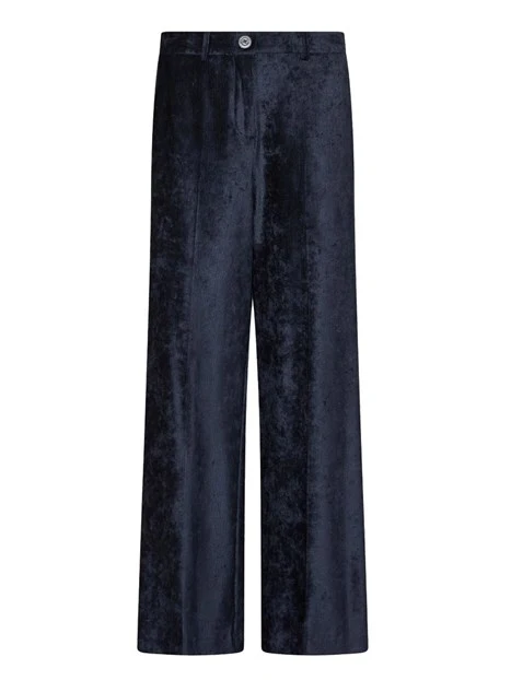 PANTALONE PALAZZO IN VELLUTO A COSTE AVANA DONNA BLU