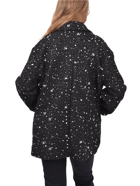CAPPOTTO CORTO CON PAILLETTES DONNA NERO