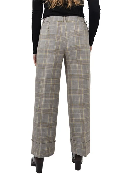 PANTALONE CHINO FANTASIA CON BOTTONE A VISTA DONNA MARRONE