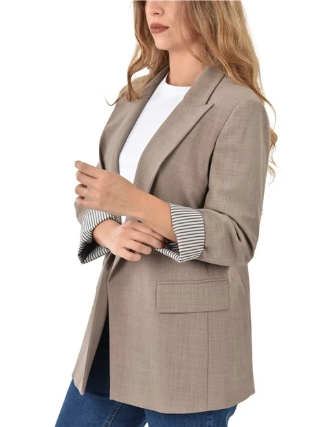 GIACCA BLAZER IN MISTO LANA NOVA DONNA FANGO