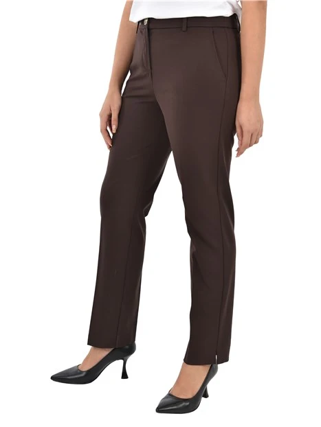 PANTALONE CHINO IN JERSEY ALETTA DONNA MARRONE