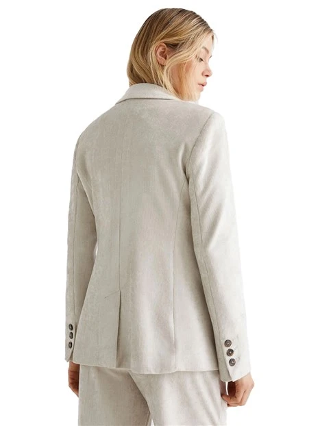 GIACCA BLAZER DOPPIOPETTO IN VELLUTO A COSTE CEPPO DONNA AVORIO