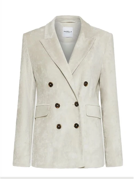 GIACCA BLAZER DOPPIOPETTO IN VELLUTO A COSTE CEPPO DONNA AVORIO