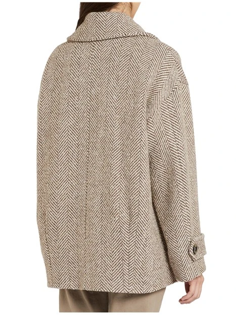 CAPPOTTO CORTO IN BOUCLE' MISTO LANA DONNA MARRONE