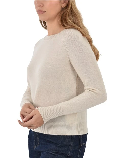 MAGLIA GIROCOLLO MISTO LANA E CASHMERE DONNA AVORIO