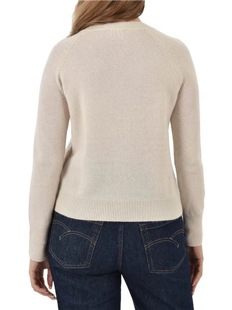 MAGLIA GIROCOLLO MISTO LANA E CASHMERE DONNA AVORIO