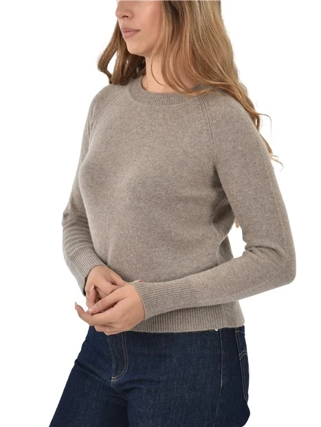 MAGLIA GIROCOLLO MISTO LANA E CASHMERE DONNA FANGO