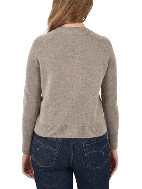 MAGLIA GIROCOLLO MISTO LANA E CASHMERE DONNA FANGO