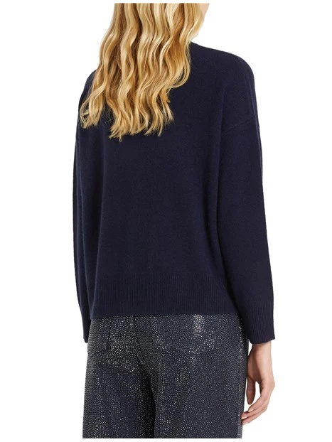 CARDIGAND IN MISTO LANA E CASHMERE DONNA BLU