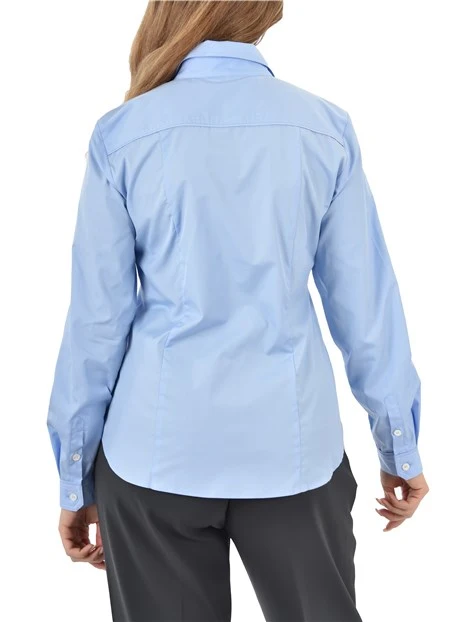 CAMICIA IN COTONE CON TASCHINO E RICAMO DONNA AZZURRO