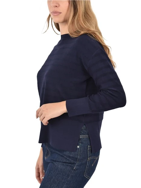 MAGLIA GIROCOLLO IN MISTO COTONE TEXAS DONNA BLU