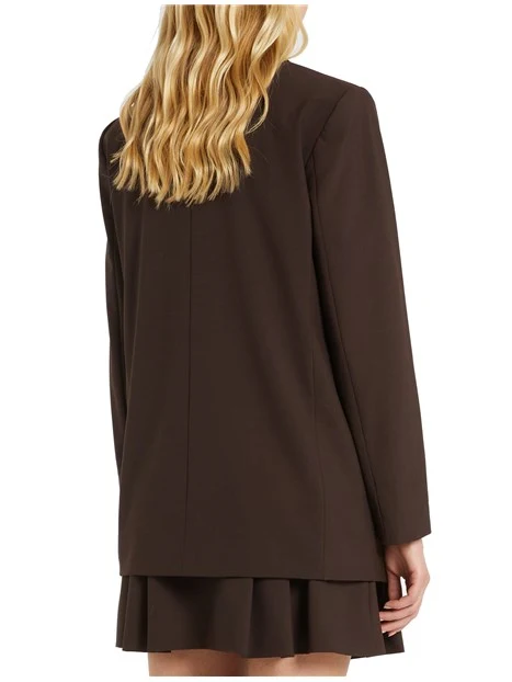 GIACCA BLAZER  IN MISTO LANA DONNA MARRONE
