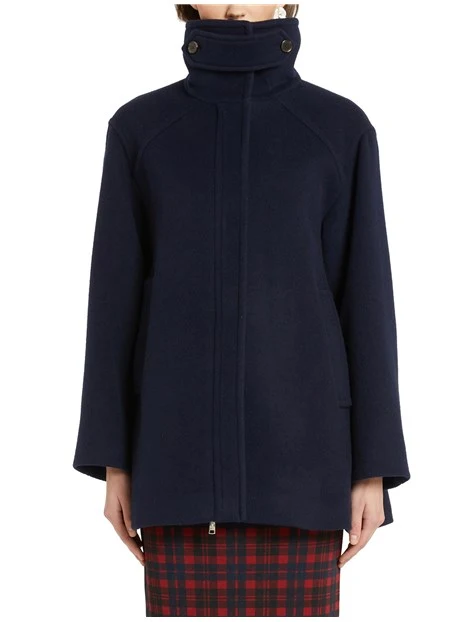 GIACCA CORTA IN MISTO LANA CON COLLO RIALZATO DONNA BLU