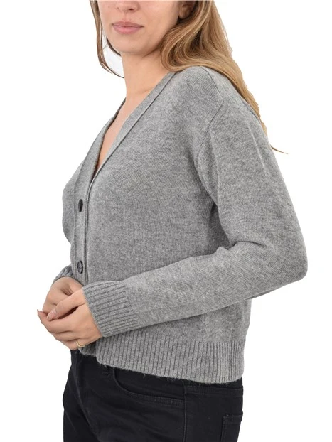 CARDIGAN IN FILATO MISTO LANA DONNA GRIGIO