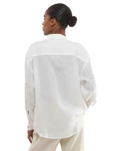 CAMICIA IN LINO CON PERLE MEDUSA DONNA BIANCO