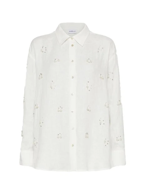 CAMICIA IN LINO CON PERLE MEDUSA DONNA BIANCO