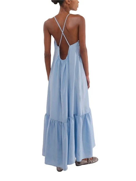 VESTITO LUNGO IN SETA MOSTO DONNA AZZURRO