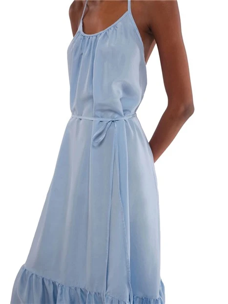 VESTITO LUNGO IN SETA MOSTO DONNA AZZURRO
