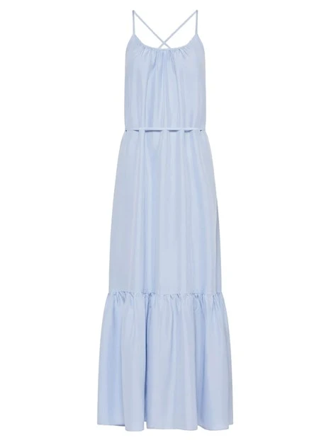 VESTITO LUNGO IN SETA MOSTO DONNA AZZURRO