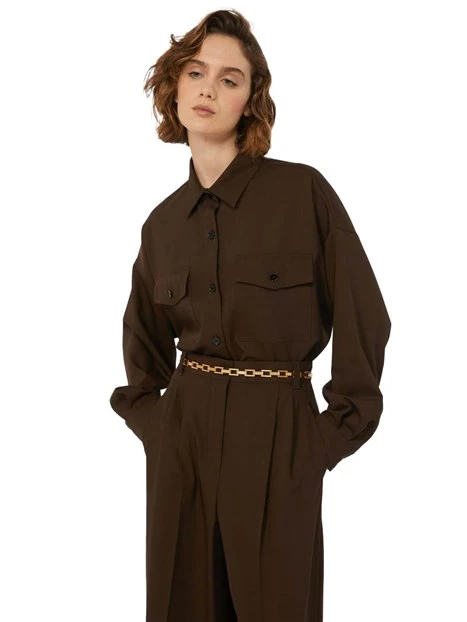 CAMICIA  IN LANA MORBIDA DONNA MARRONE