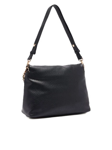 BORSA A SPALLA CON LOGO E MANICO A CATENA RIMOBIVIBILE DONNA NERO
