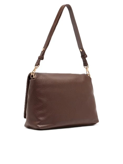 BORSA A SPALLA CON LOGO E MANICO A CATENA RIMOBIVIBILE DONNA MARRONE
