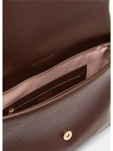BORSA A SPALLA CON LOGO E MANICO A CATENA RIMOBIVIBILE DONNA MARRONE