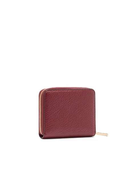 PORTAFOGLIO  CON ZIP STAMPA EFFETTO BOTTALATO DONNA BORDEAUX