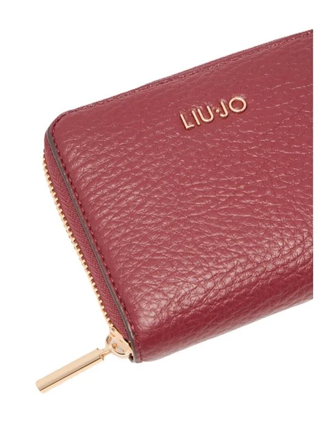PORTAFOGLIO  CON ZIP STAMPA EFFETTO BOTTALATO DONNA BORDEAUX
