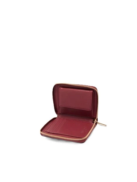 PORTAFOGLIO  CON ZIP STAMPA EFFETTO BOTTALATO DONNA BORDEAUX