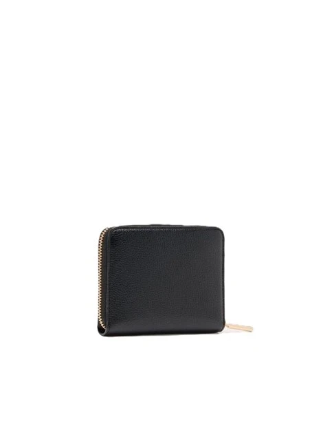 PORTAFOGLIO CON ZIP LOGO STAMPA EFFETTO BOTTALATO DONNA NERO