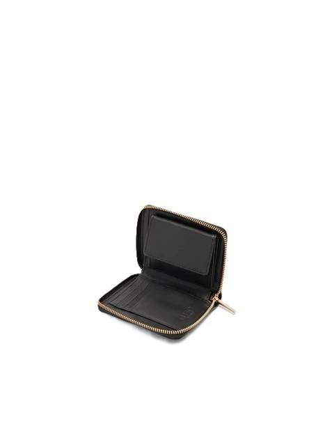 PORTAFOGLIO CON ZIP LOGO STAMPA EFFETTO BOTTALATO DONNA NERO