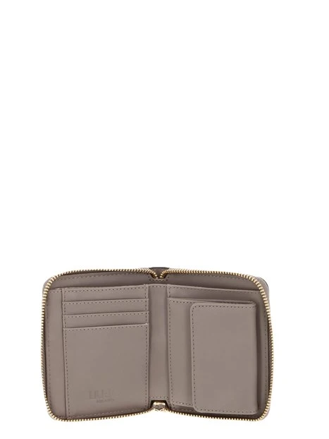 PORTAFOGLIO COMPATTO ZIP AROUND CON STAMPA EFFETTO RILIEVO DONNA TORTORA