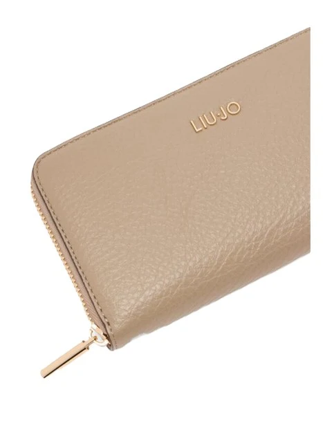 PORTAFOGLIO GRANDE CON ZIP E LOGO DONNA BEIGE