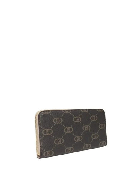 PORTAFOGLIO ZIP AROUND CON STAMPA LOGO ALL OVER DONNA AVORIO