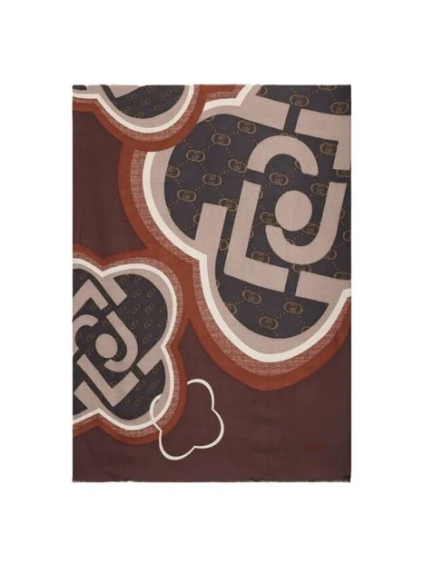 STOLA CON LOGO E BORDI SFRANGIATI DONNA BEIGE