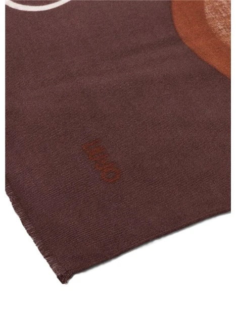 STOLA CON LOGO E BORDI SFRANGIATI DONNA BEIGE