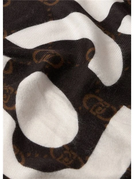 STOLA CON LOGO E BORDI SFRANGIATI DONNA NERO
