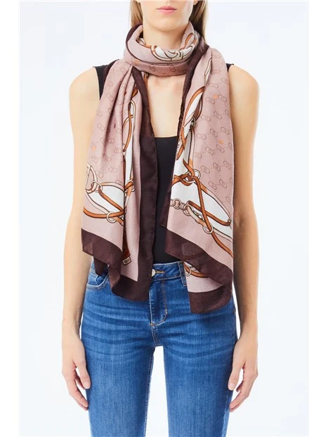 STOLA CON MOTIVO GRAFICO DONNA BEIGE