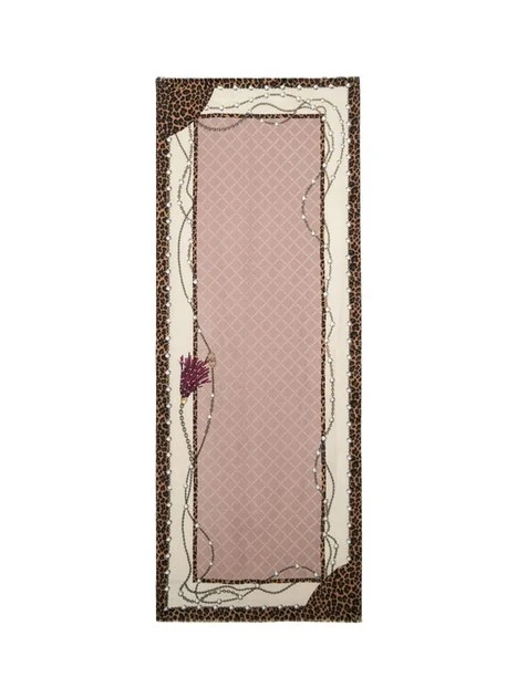 STOLA CON STAMPA ANIMALIER E LOGO DONNA BEIGE