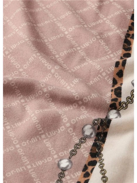 STOLA CON STAMPA ANIMALIER E LOGO DONNA BEIGE