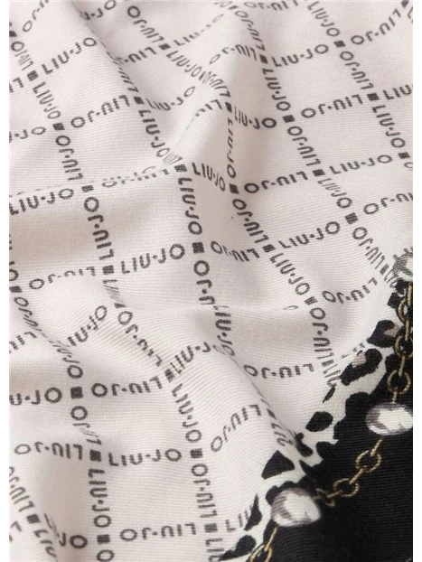 STOLA CON STAMPA ANIMALIER E LOGO DONNA NERO