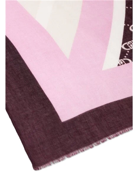STOLA CON STAMPA CHECK E LOGO DONNA ROSA