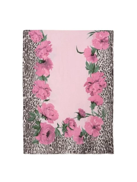 STOLA CON STAMPA ANIMALIER FLOREALE DONNA LILLA