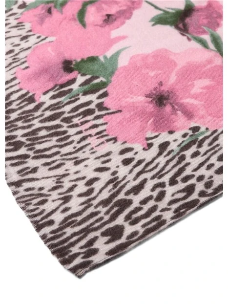 STOLA CON STAMPA ANIMALIER FLOREALE DONNA LILLA