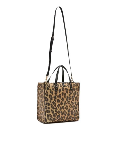 BORSA A SPALLA ANIMALIER DONNA BEIGE